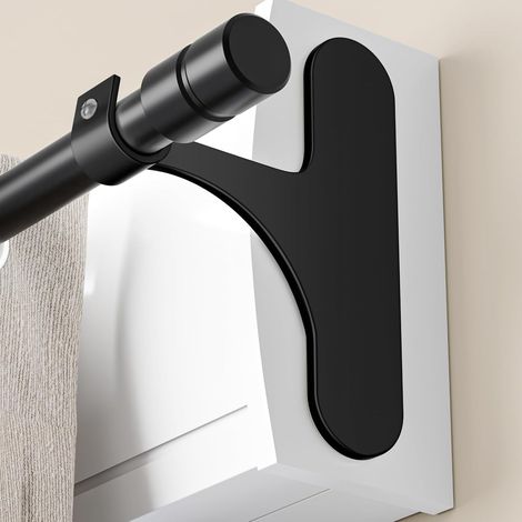 Support Tringle Rideaux Sans Perçage pour Coffre Volet Roulant Fixation Auto-adhésive pour Barres 19-28 mm Métal Noir (1/5)