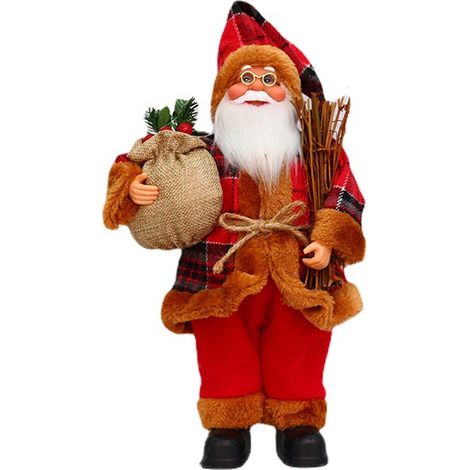 Mini-Weihnachtsmannfigur, 32 cm, traditionelle rote Weihnachtsdekoration, Weihnachtsmannfigur mit langem Bart für Fenster, Tisch, Kamin, Weihnachtsdekoration, Weihnachtsmann A (1/5)