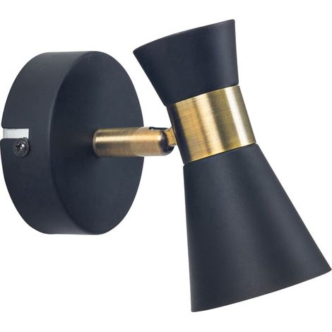Lampada da parete Eufo nera con finitura oro per lampadina GU10