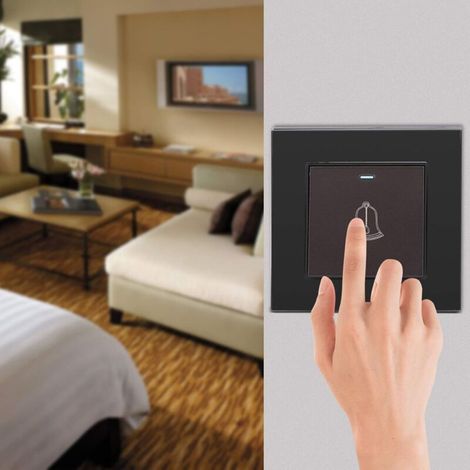 - Bouton Sonnette Exterieur, Panneau en verre trempé sonnette mur porte sonnette interrupteur bouton poussoir dispositifs d'hôtel à domicile 1 pièce- (1/4)