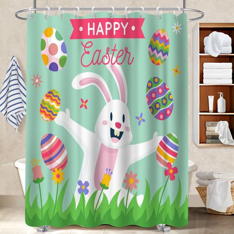 Rideau de douche tissu polyester 180x180 cocooning rideau étanche pour un relooking rapide de sa salle de bain (1/5)