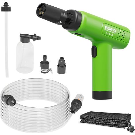 Mini Nettoyeur Haute Pression sans Fil, USB C, Affichage Batterie Buse 5 en 1, Pot à Mousse Portable, Tuyau de 5 m, Jet de Lavage Portable 260 PSI pour Lavage de Vélo, Voiture, Caravane (1/5)