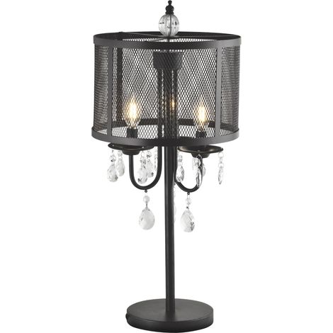 Lampe de table noire métal/verre 3xE14 Bresso Polux (1/3)
