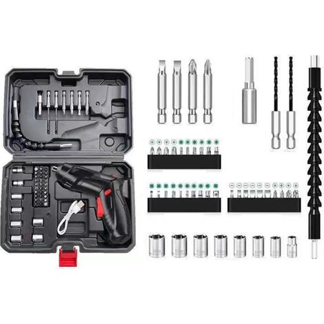 Kit de tournevis électrique léger et Rechargeable avec embouts longs et courts pour l'assemblage de réparation à domicile (1/5)