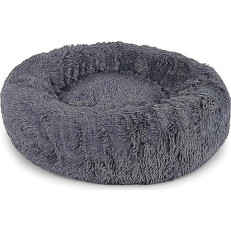 Panier rond gris foncé de 40 cm de diamètre, tapis pour chien et panier pour chat, forme donut (1/5)