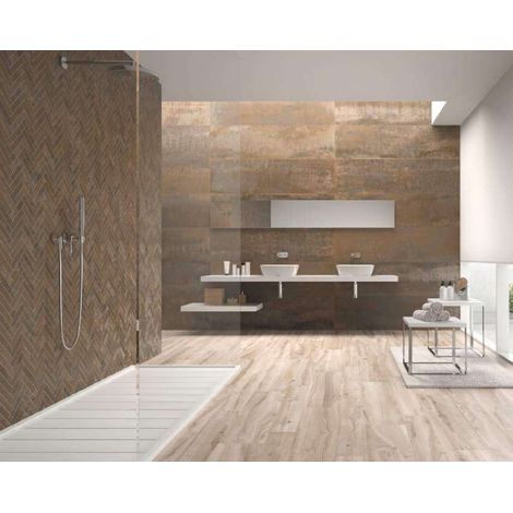 Aelle - Carrelage mur effet métal cuivre 30x120 cm IONIC COPPER - Vendu par boîte de 1,08 m² (1/4)