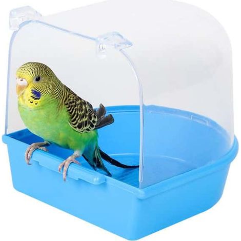 (1 paquet) Bac de bain pour perroquet - Accessoires pour cage - Pour animaux de compagnie - Bleu (1/4)