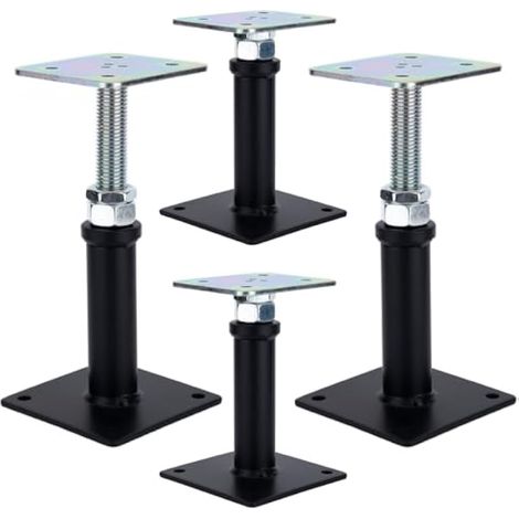 Lot de 4 poteaux de cric de sol réglables, 15,2 à 22,9 cm, crics de sol pour nivellement, mini cric à vis, capacité de 2 721,6 kg (1/5)