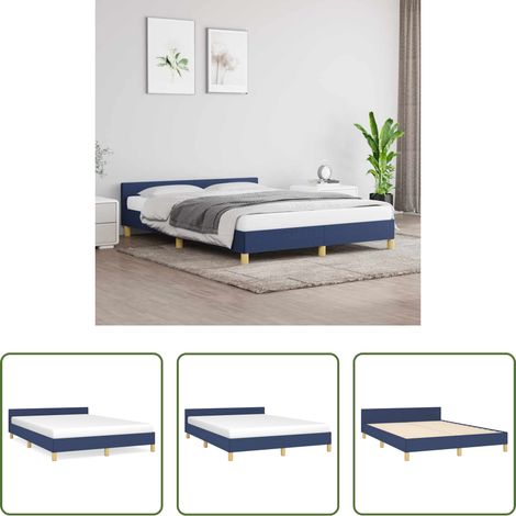 Kopfteil - Bettgestell mit Kopfteil ohne Matratze Blau 140x190 cm Stoff (1/5)