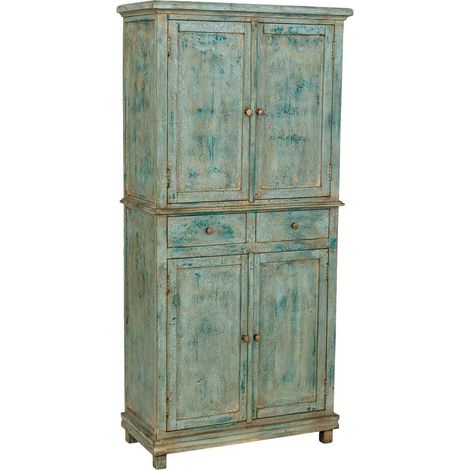 Armario de madera artesanal turquesa 85x40x180h cm