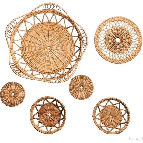 Wanddekoration – COLAXI – 6-teiliges Set – Geflochtenes Rattan – Skandinavischer Stil – 30 cm (1/4)