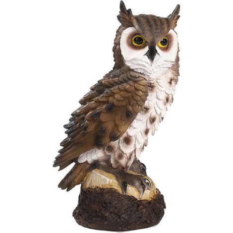 Decorazione gufo Toivize - Resina - Marrone - 17x10x7cm - Simpatica statuetta di uccello per giardino interno/esterno - Regalo originale (1/5)