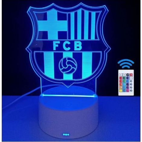 Lampe de chevet LED 3D Barça – Éclairage fixe ou clignotant – Télécommande incluse – 16 couleurs – Alimentation USB ou piles AA (1/5)