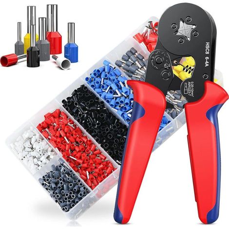0,25-10mm² Pince a Sertir avec Cosses Electriques a Sertir 1251pcs, Pinces à Sertir AWG 23-7, Cliquet Auto-Adjuvsable, Sertissage Précis, Professionnel Outils Electricien (1/5)