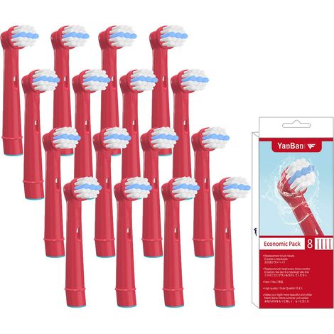 Lot de 16 têtes de brosse à dents pour Oral B enfants, têtes de rechange pour brosse à dents électrique Braun compatible avec brosse à dents électrique Sensitive Clean (1/5)