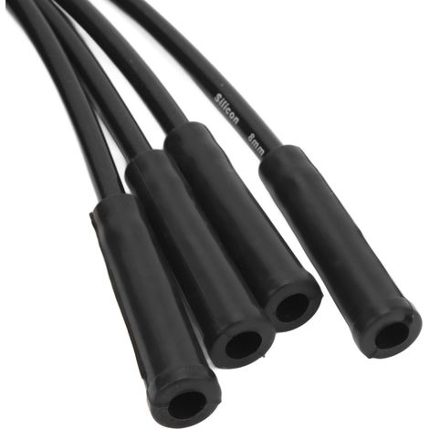 Juego de cables de bujía de alto rendimiento y estables de 8 mm y 1 m para vehículos clásicos de 4 cilindros, color negro.