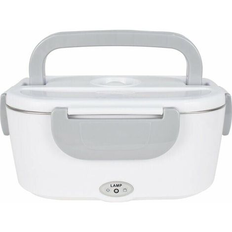 Boîte Chauffante Électrique, Lunch Box Chauffante 220V 12V Boîte Repas Amovible en Acier Inoxydable Hermétique pour Maison, Voiture, Camping, Bureau, etc.Gris(241117cm) (1/5)