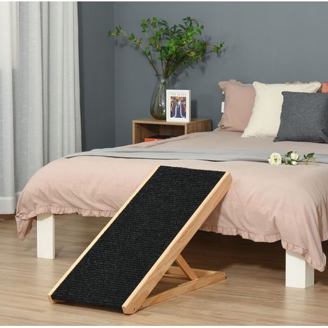 Rampa regolabile per cani 90x40x61 cm in legno nero, pieghevole e salvaspazio FloraGrace (1/5)
