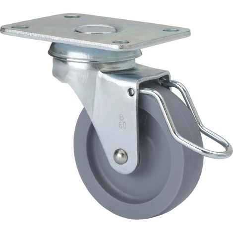 rueda giratora placa freno varilla 10bsrfv60-bp plastico gris eje liso (1/2)