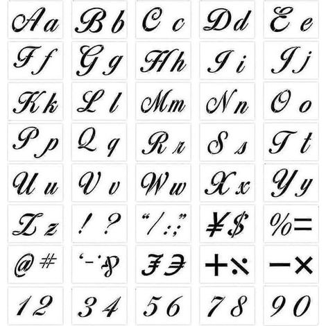 Ecleanfy - Ensemble de 40 pochoirs de lettres pour peinture, pochoirs en plastique réutilisables avec police calligraphique [xh][HK]