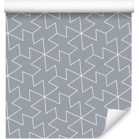 Carta da parati con motivo geometrico grigio e grigio chiaro 50x1000 cm (1/5)