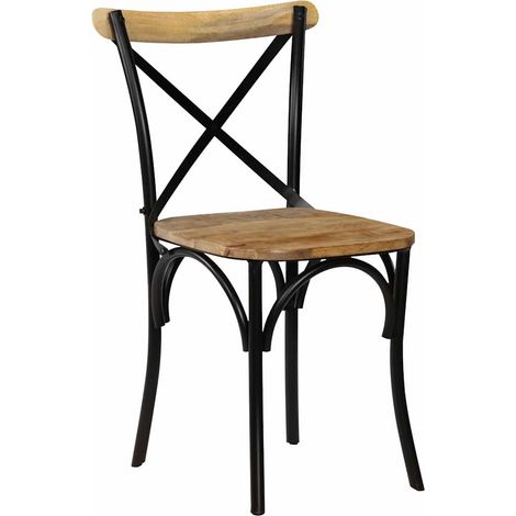 Maison Exclusive - Sedie con Motivo a Croce 2 pz Nere in Legno Massello di Mango (1/5)