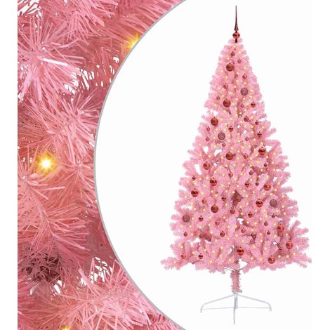 Árbol de Navidad Artificial Preiluminado Rosa 210 cm PVC vidaXL