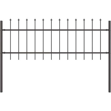 Clôture de jardin, Barrière de jardin avec sommet en spears Gris 1,7x0,6 m Acier CFW94541 (1/5)