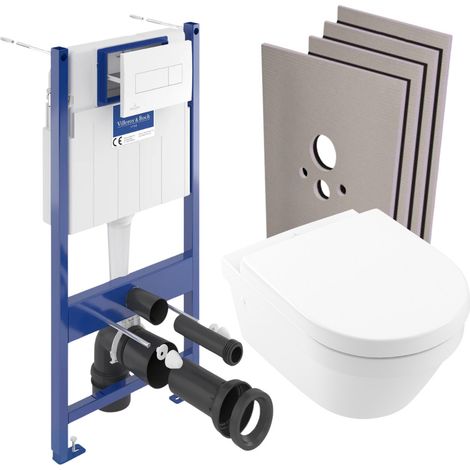 Pack WC Bâti-support Villeroy & Boch + Cuvette Villeroy sans bride + Plaque blanche + Set habillage (ViConnectArchi2-2-sabo)
