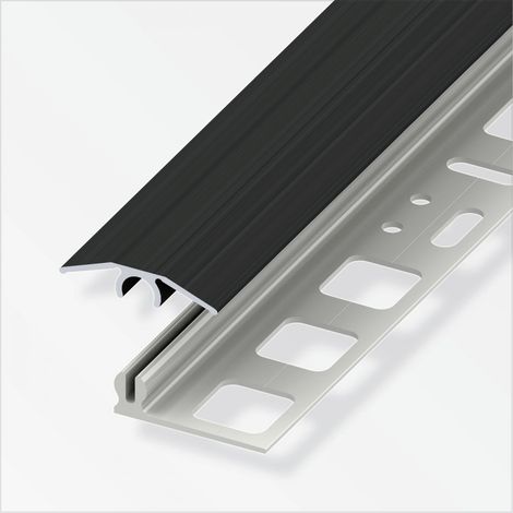 alfer Übergangs-Profil 1 m, 25 x 7 mm Alu eloxiert gebürstet schwarz Übergangsprofil