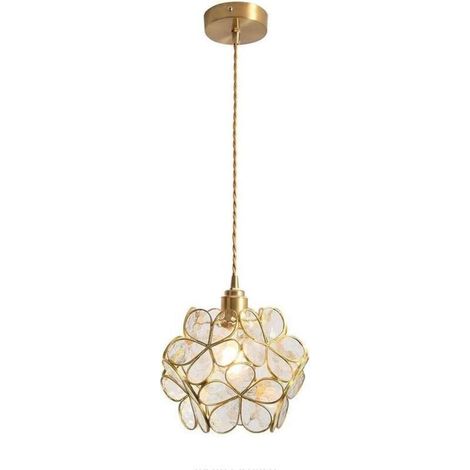 Nordic Pétale Forme Pendentif Lampe En Verre Soufflé À La Main Et En Laiton Lampe Suspendue Simple Tête E27 Plafonnier Luminaire Restaurant Chambre D'enfants (Clair) (1/4)