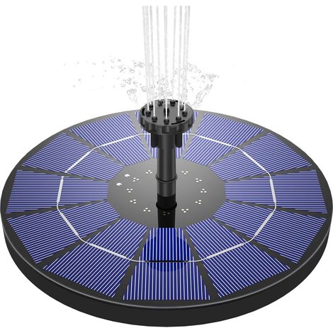 Pompe solaire 3,5 W pour fontaine de jardin, flotteur solaire, panneau intégré, batterie avec 6 buses, idéale pour les petits bassins, les bains d'oiseaux, les aquariums, la décoration de jardin, 18 c (1/5)