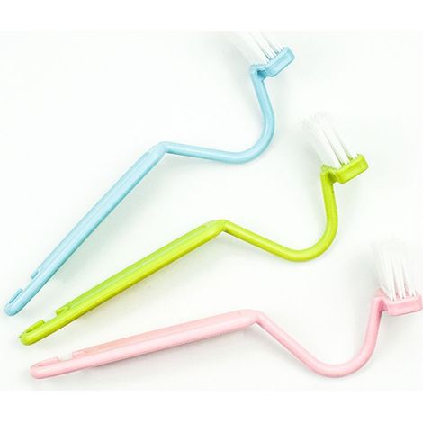 Lot de 3 brosses WC incurvées – Nettoyage des zones difficiles d'accès – Brosses de salle de bain – Rose/Bleu/Vert (1/4)