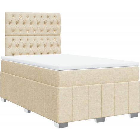 Maison Exclusive - Giroletto a Molle con Materasso Crema 120x200 cm in Tessuto