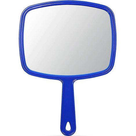 Grand miroir à main avec poignée confortable - Miroir à main bleu (1/3)