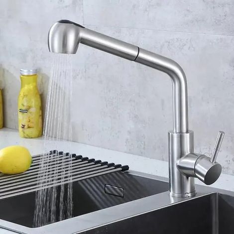 Robinet de Cuisine avec Douchette Extractible Monocommande Inox (1/4)