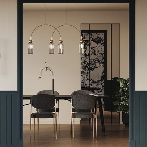 Suspension moderne double arche - verre gris fumé SOLANA (1/5)