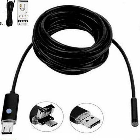 TrAdE Shop Traesio - Telecamera Endoscopica 2 Metri Tubo Flessibile Usb 6 Led Impermeabile Ispezione - (1/5)