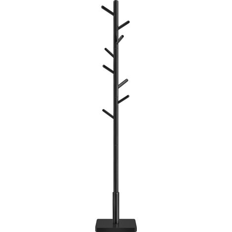 Vasagle – Portemanteau en bois d'hévéa noir – Support sur pieds avec 8 crochets – Réglable sur 3 hauteurs – Charge maximale 24 kg