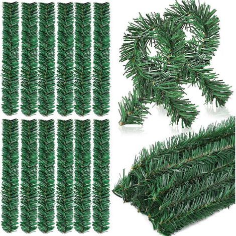 30pcs 14" Christmas Pine Garland Tie, Artificial Pine Needle Decoration Flexible Garland Tie, Artificial Pine Green Stem Twisted Steel Wire Branch, for Banister Decoration (1/5)