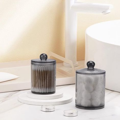 Spender für Wattepads Transparente Aufbewahrungsbox mit Deckel Aufbewahrungsbehälter 3er-Set Für Wattepads Wattestäbchen und kleine (1/4)