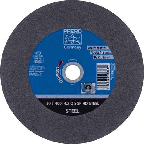 PFERD TOOLS Stationäre Trennscheibe T 400x4,2x40mm "mittelhart" HD STEEL für Stahl 80m/s 10 Stk (1/5)