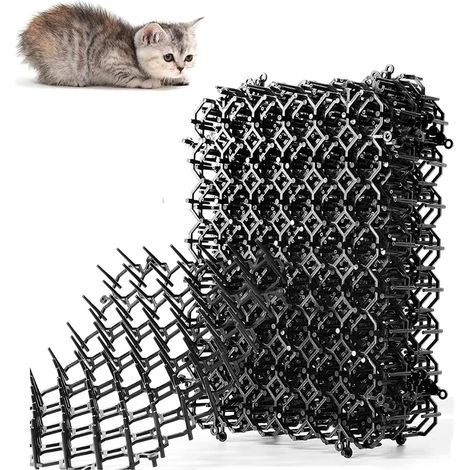 Lot de 12 tapis anti-chats à picots, tapis d'extérieur répulsif pour chiens et chats - Les picots empêchent les autres animaux d'approcher les meubles et les plantes. (1/5)