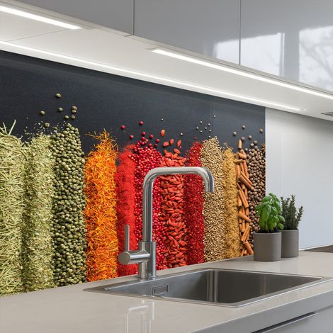 Kitchen Splashback Spices - Herbs - Jobs - Rainbow 80x60 cm