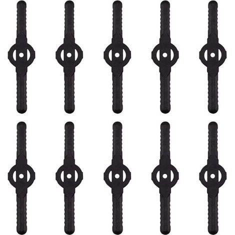 Kunststoff-Rasentrimmerklinge, 10 Stück Kunststoff-Schneidklingen, Ersatz für Akku-Rasentrimmer-Werkzeugset, Kunststoff-Rasentrimmer-Ersatzschneideklinge (Schwarz) (1/4)