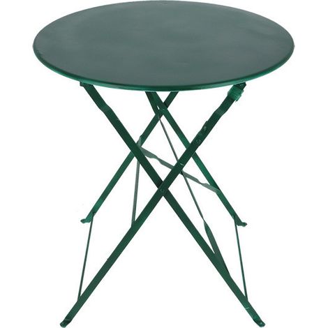 Table de jardin ronde pliante en métal - Vert - D 59,3 x H 71,5 cm - Livraison gratuite (1/5)