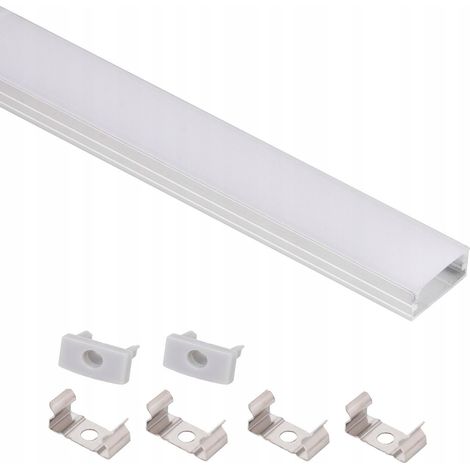Profilo in alluminio per striscia LED, montaggio a superficie, alluminio, 1,5 m, copertura, 4 supporti e 2 veneziane AKS. (1/4)