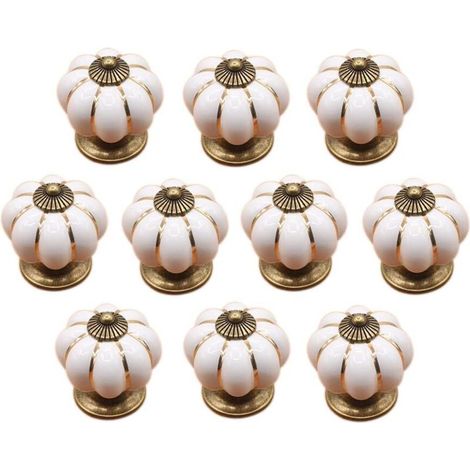 10 x Boutons de tiroir en céramique bouton de meuble forme citrouille pour tiroirs et placards de cuisine,Poignée de forme de potiron en céramique bouton commode armoire de cuisine placard tiroir poig (1/5)