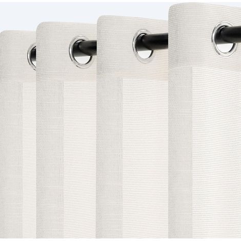 Rideau Beige Translucide Lumière Douce Voilage Salon Moderne 140x225cm Opaque Texture en Grille Intérieurs à Oeillets Décorati Chambre Adult Enfant Coucher Dressing Boheme 2pcs (1/5)
