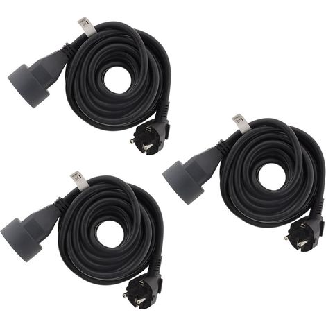 Zenitech – Lot de 3 prolongateurs 16A HO5VV-F 3G1,5mm² – Longueur 3m – Puissance max 3680W – Sécurité enfant certifiée NF
